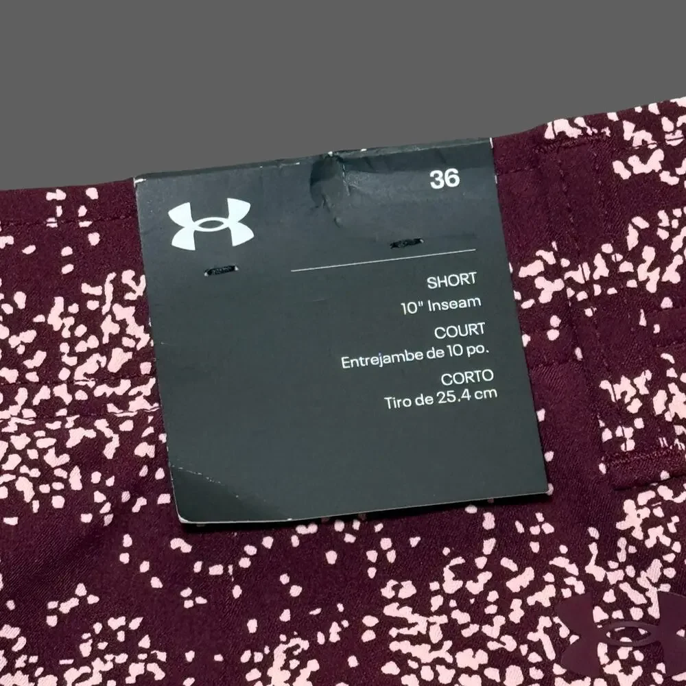 Under Armour UA Golf Printed Shorts Burgundy 36 NWT